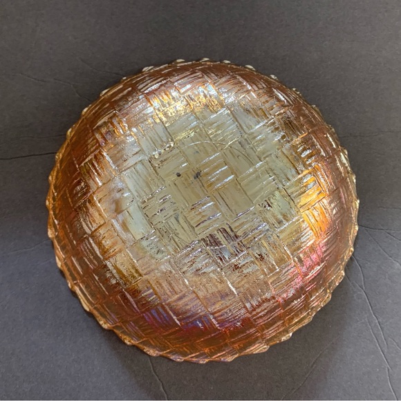 Vintage Fire King Peach Lustre basketweave bowl - Picture 5 of 8